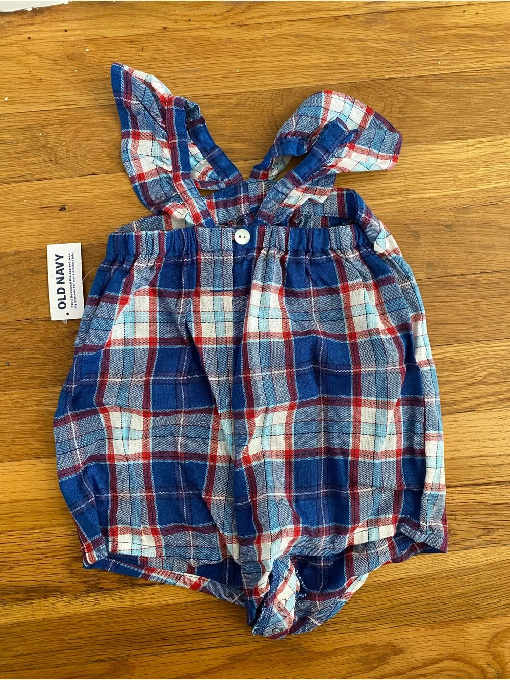 Old Navy Baby Girl Plaid Ruffle Bubble Romper | NWT | 12-18M